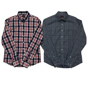 Untuckit Button Up Shirts Mens Size S Red Blue Long Sleeve Plaid (Lot of 2)